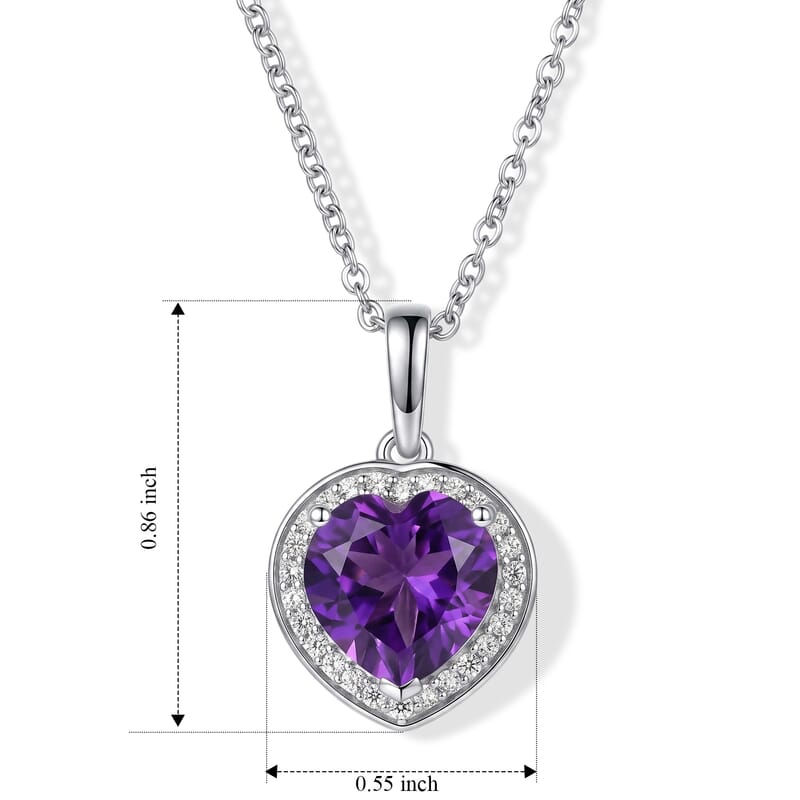 EverTrue African Amethyst and Moissanite 3.20 ctw Midnight Romance Pendant in Platinum Bond with Stainless Steel (20 Inches)