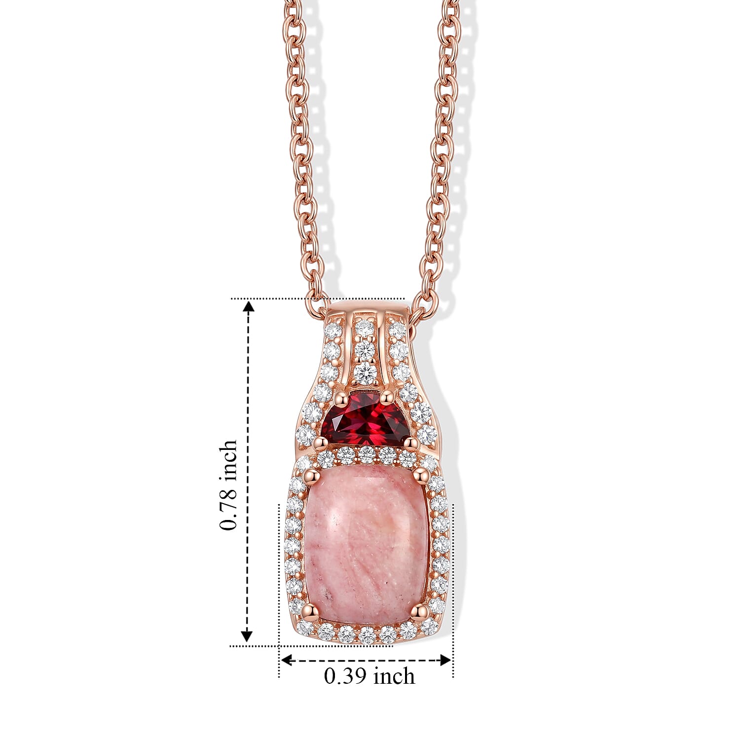 EverTrue Oregon Sunrise Peach Opal and Multi Gemstone 2.30 ctw Pendant in 18K RG Plated with ION Plated RG Stainless Steel Necklace 20 Inches