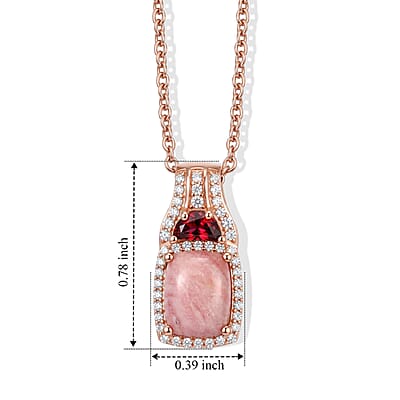 EverTrue Oregon Sunrise Peach Opal and Multi Gemstone 2.30 ctw Pendant in 18K RG Plated with ION Plated RG Stainless Steel Necklace 20 Inches