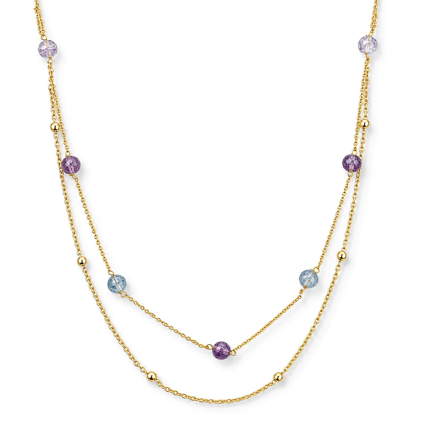 Fluorite 20.40 ctw Bracelet (7.5-9.5In) and Necklace (18-20 Inches) in Goldtone
