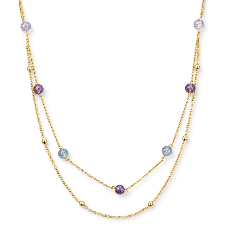 Fluorite 20.40 ctw Bracelet (7.5-9.5In) and Necklace (18-20 Inches) in Goldtone