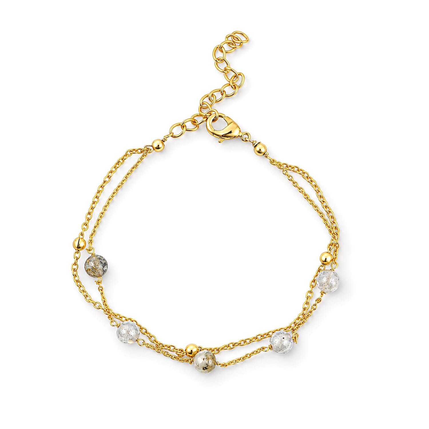 Malagasy Labradorite 20.40 ctw Bracelet (7.5-9.5In) and Necklace (18-20 Inches) in Goldtone