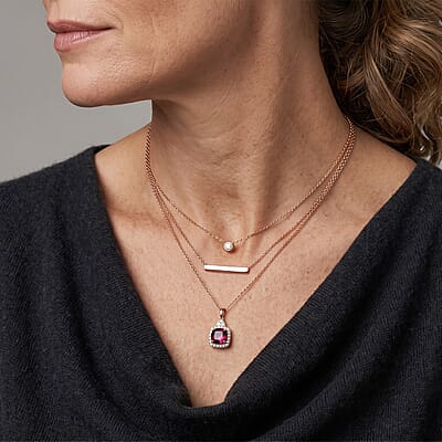 Certified and Appraised AAA Tanzanian Mahenge Garnet and Luxuriant Lab Grown Diamond G-H SI 3.38 ctw Pendant Necklace in 10K Rose Gold 18 Inches