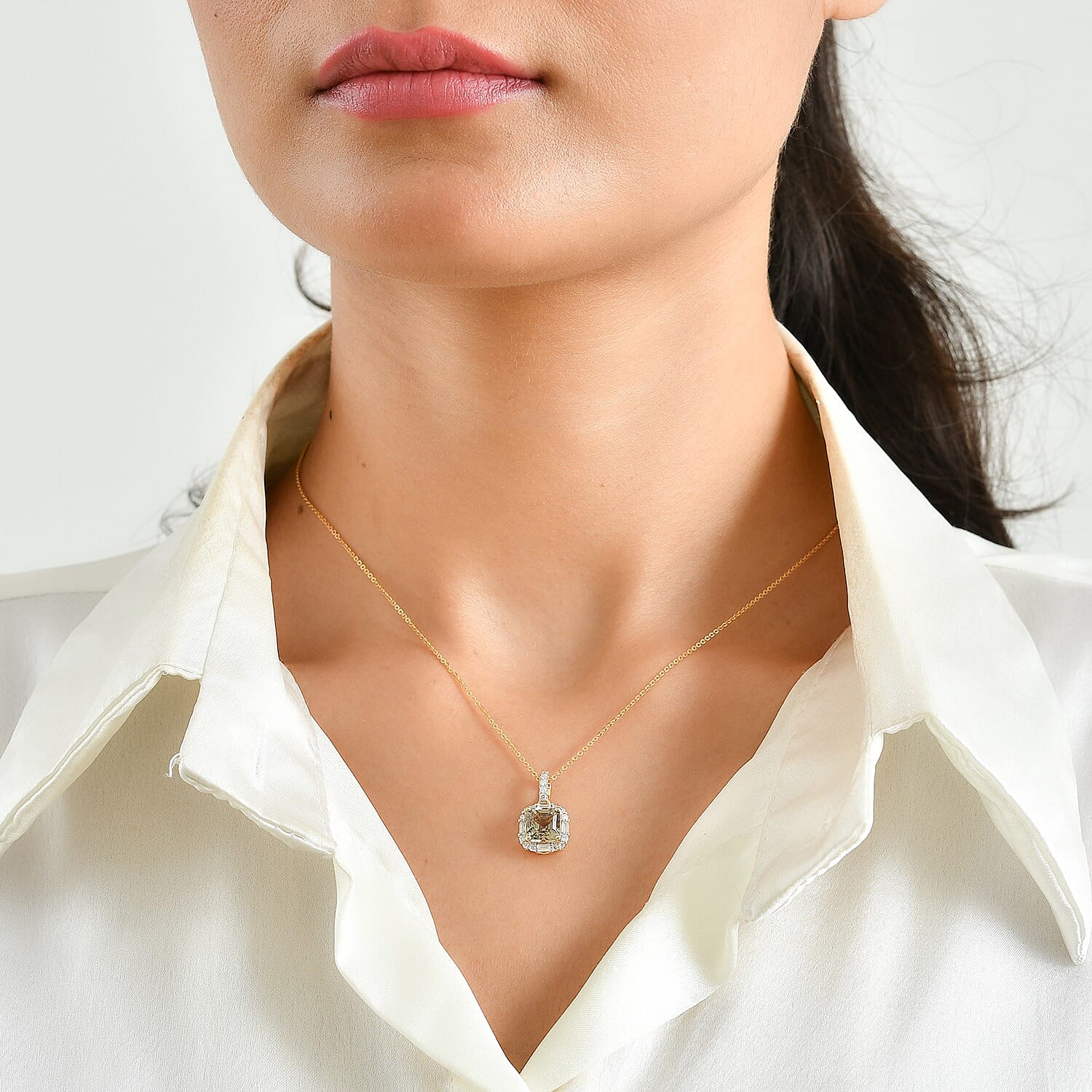 D'Joy AAA Turkizite, Moissanite Pendant Necklace (Size 18) in 18K YG Vermeil Over Sterling Silver 2.14 ctw