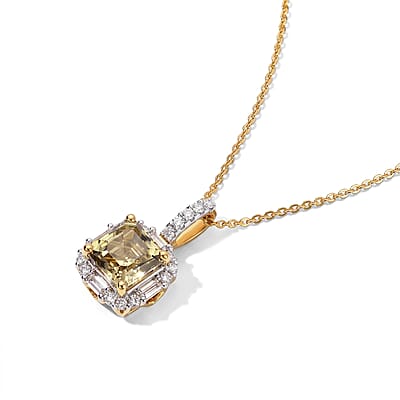 D'Joy AAA Turkizite, Moissanite Pendant Necklace (Size 18) in 18K YG Vermeil Over Sterling Silver 2.14 ctw