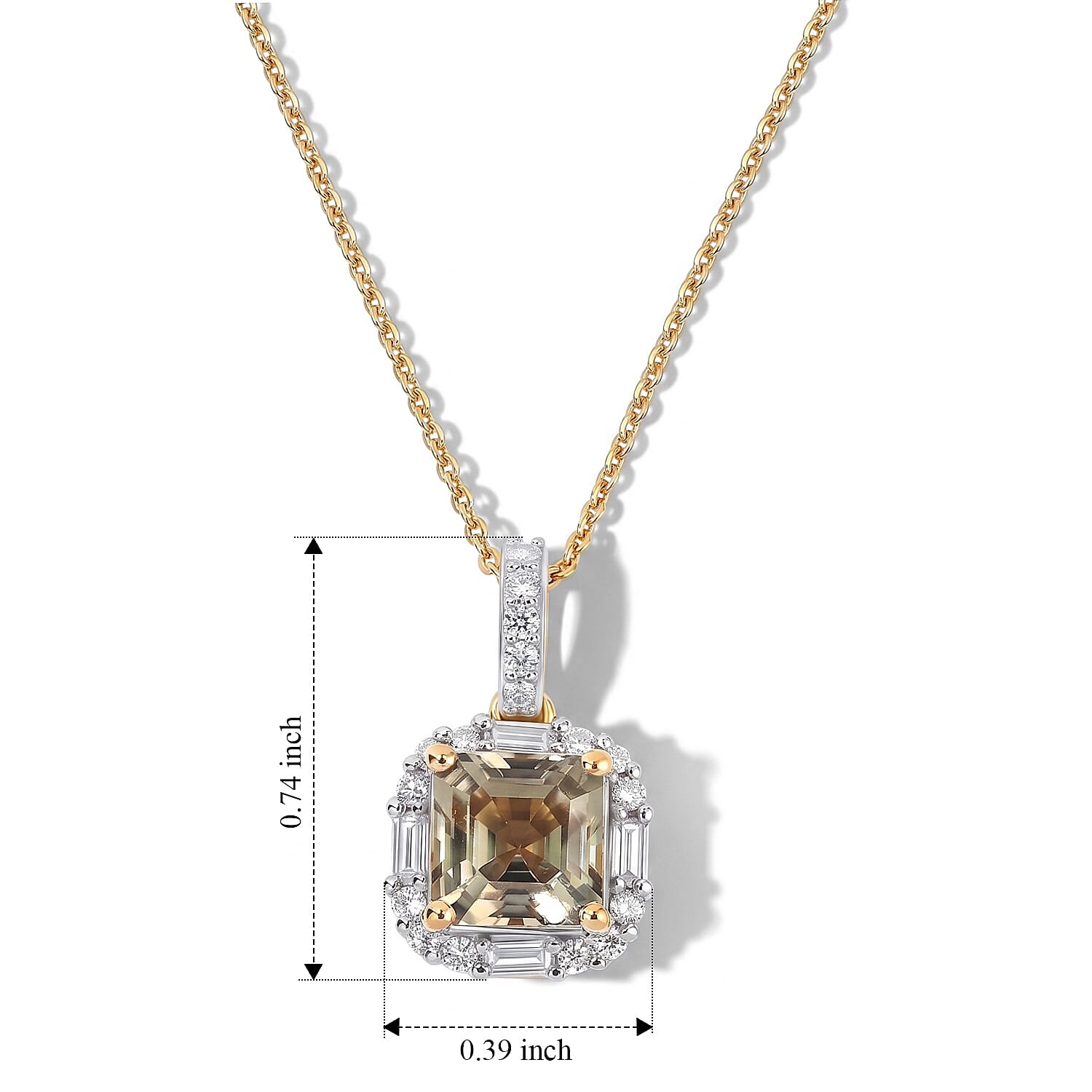 D'Joy AAA Turkizite, Moissanite Pendant Necklace (Size 18) in 18K YG Vermeil Over Sterling Silver 2.14 ctw