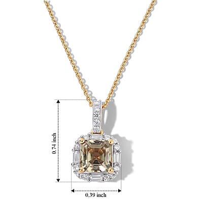 D'Joy AAA Turkizite, Moissanite Pendant Necklace (Size 18) in 18K YG Vermeil Over Sterling Silver 2.14 ctw
