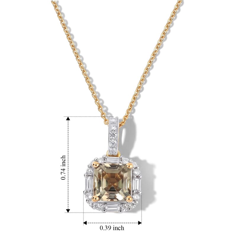 D'Joy Premium Turkizite and Moissanite 2.60 ctw Pendant Necklace in 18K Vermeil Yellow Gold Over Sterling Silver 18 Inches
