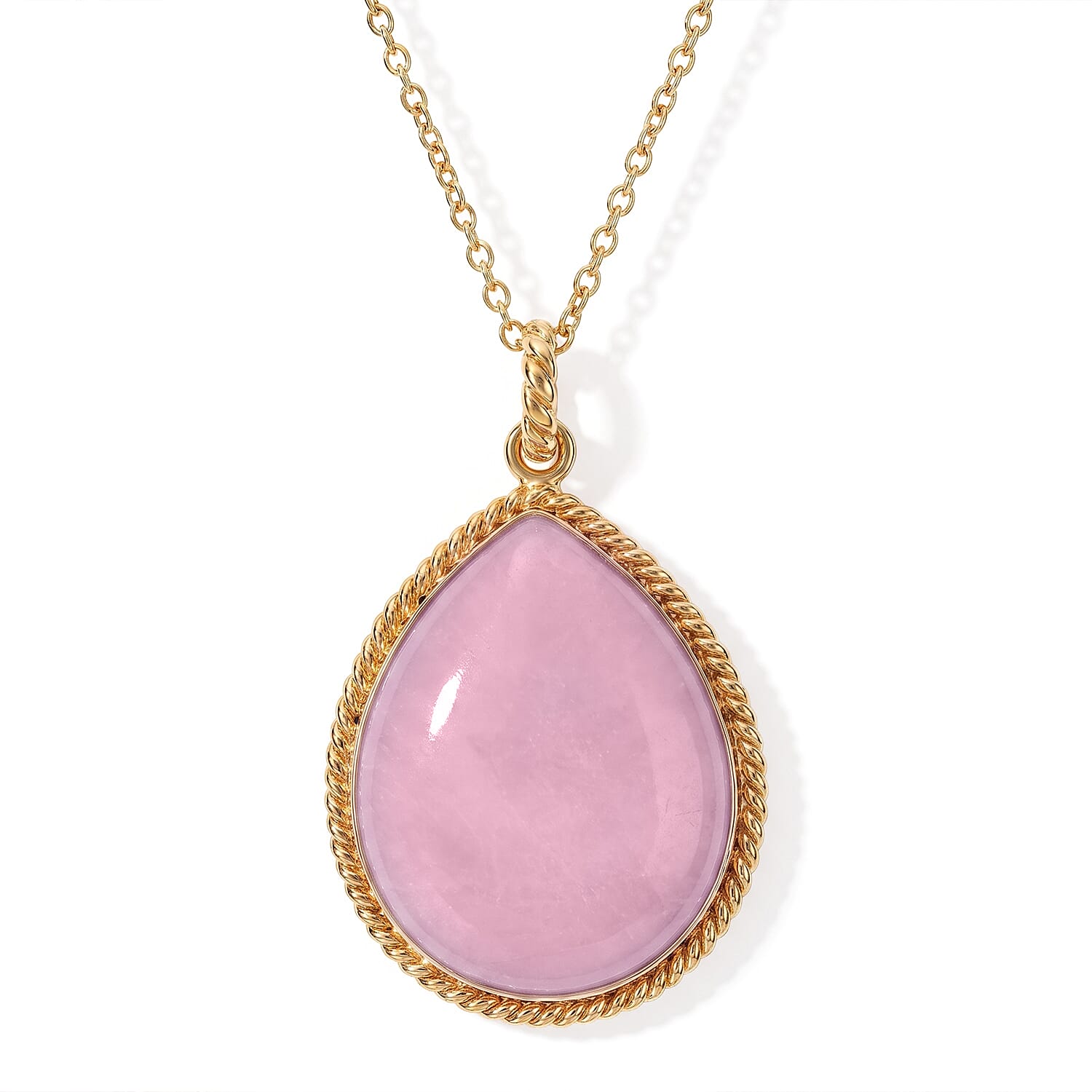EverTrue Kunzite 10.30 ctw Pendant in 18K YG Plated with ION Plated YG Stainless Steel (20 Inches)