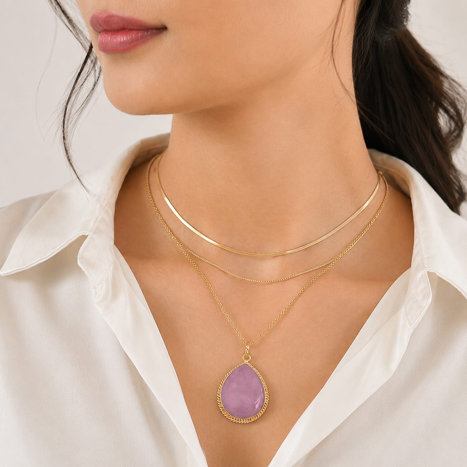 EverTrue Kunzite 10.30 ctw Pendant in 18K YG Plated with ION Plated YG Stainless Steel (20 Inches)