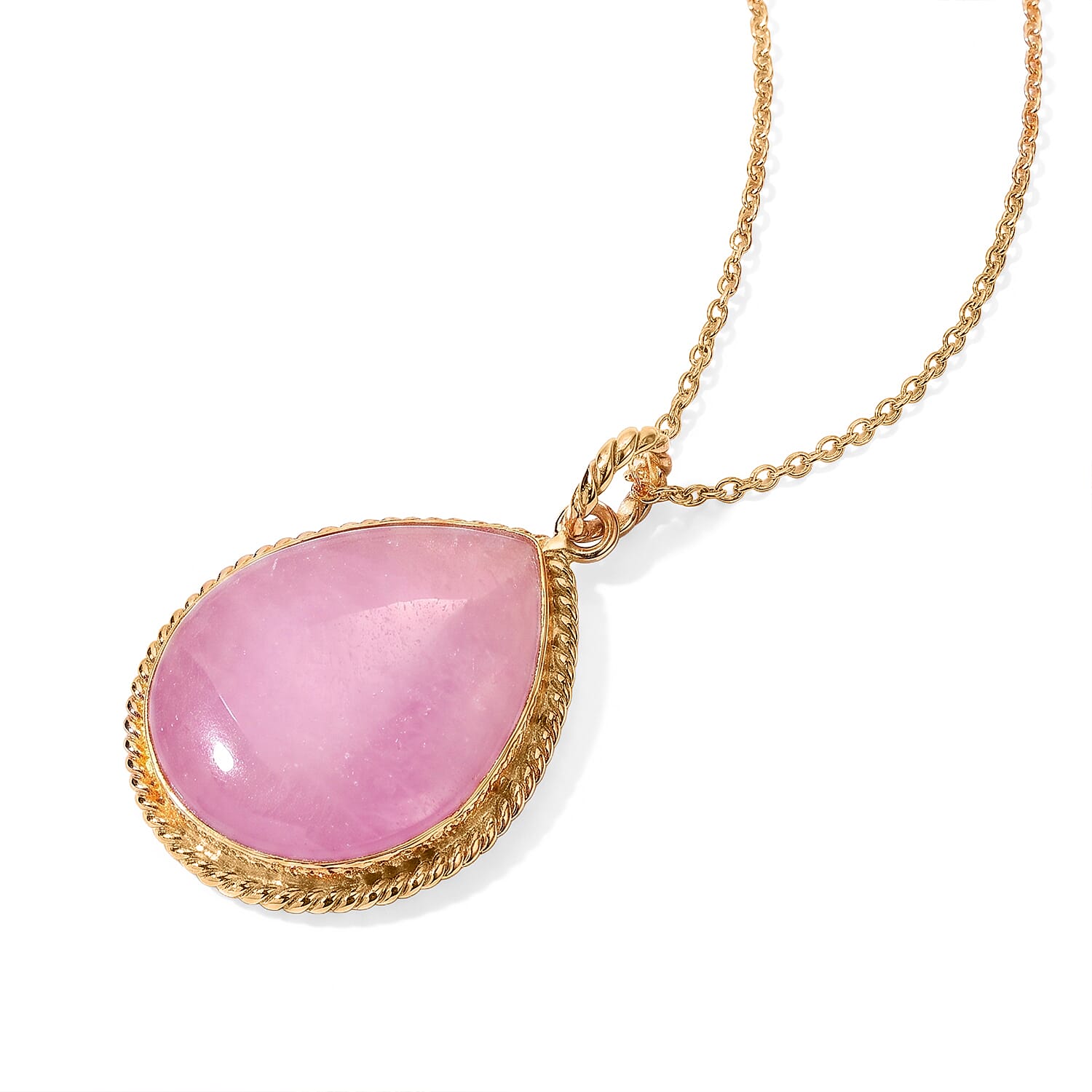 EverTrue Kunzite 10.30 ctw Pendant in 18K YG Plated with ION Plated YG Stainless Steel (20 Inches)
