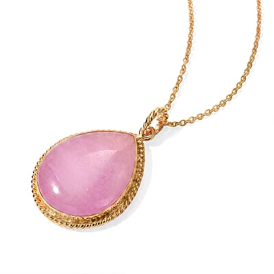 EverTrue Kunzite 10.30 ctw Pendant in 18K YG Plated with ION Plated YG Stainless Steel (20 Inches)
