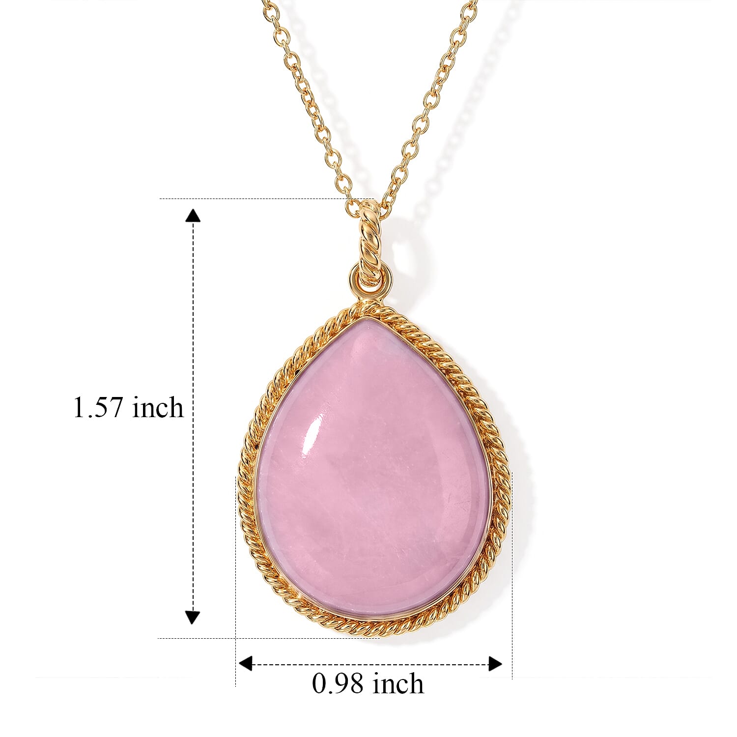 EverTrue Kunzite 10.30 ctw Pendant in 18K YG Plated with ION Plated YG Stainless Steel (20 Inches)