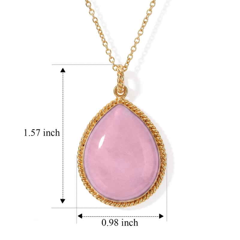 EverTrue Kunzite 10.30 ctw Blush Trinity Pendant in 18K YG Plated with ION Plated YG Stainless Steel (20 Inches)