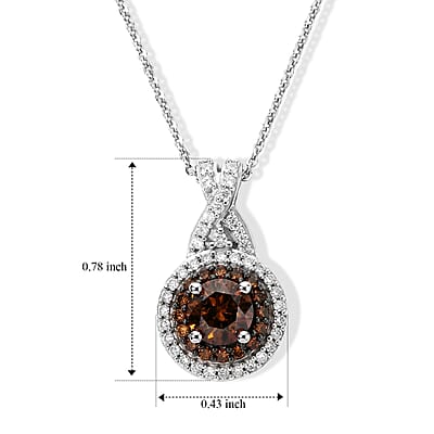 D'Joy Red and White Diamond 1.00 ctw Pendant Necklace (20 Inches) in Rhodium Over Sterling Silver