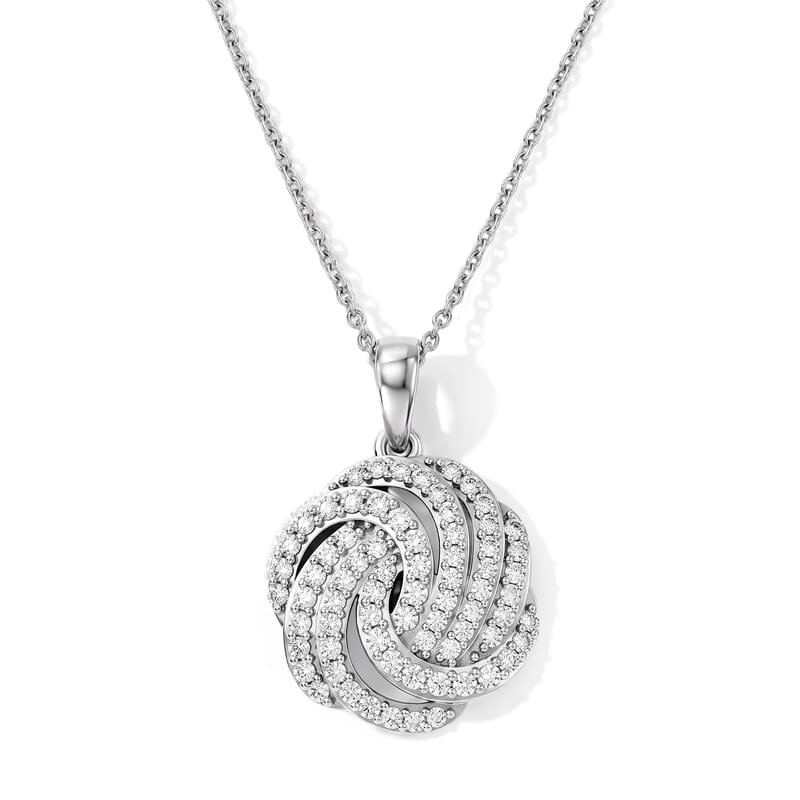 D'Joy Moissanite 0.65 ctw Bond Collection Pendant Necklace in Rhodium Over Sterling Silver (20 Inches)
