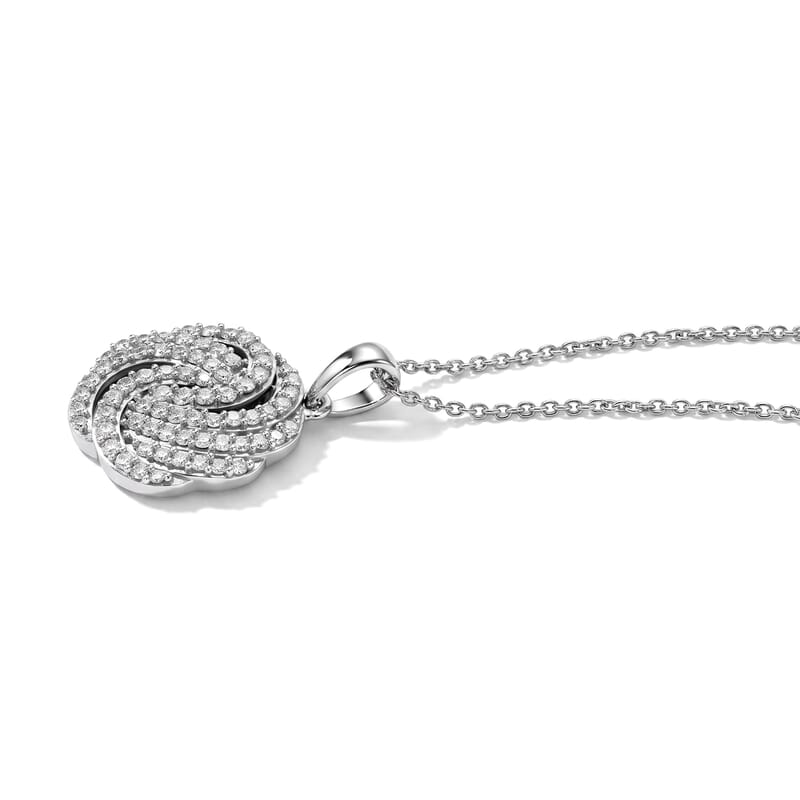 D'Joy Moissanite 0.65 ctw Bond Collection Pendant Necklace in Rhodium Over Sterling Silver (20 Inches)