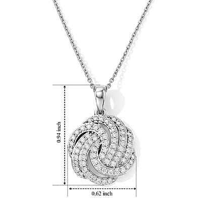 D'Joy Bond Collection Moissanite 0.65 ctw Pendant Necklace in Rhodium Over Sterling Silver (20 Inches)