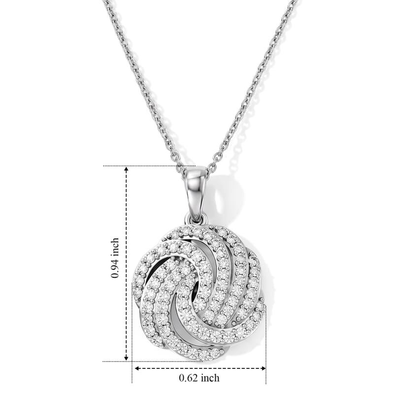 D'Joy Moissanite 0.65 ctw Bond Collection Pendant Necklace in Rhodium Over Sterling Silver (20 Inches)