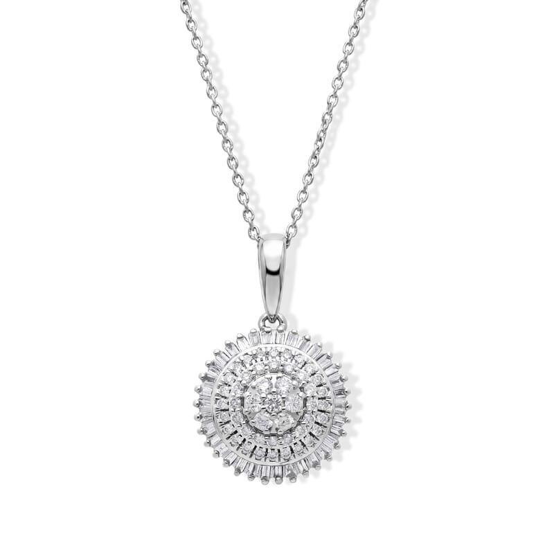 Luxoro Diamond 0.50 ctw Pendant Necklace in 10K White Gold (20 Inches)