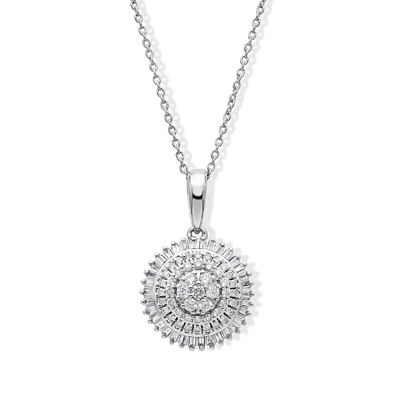 Luxoro Diamond 0.50 ctw Pendant Necklace in 10K White Gold (20 Inches)