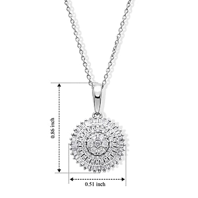 Luxoro Diamond 0.50 ctw Pendant Necklace in 10K White Gold (20 Inches)