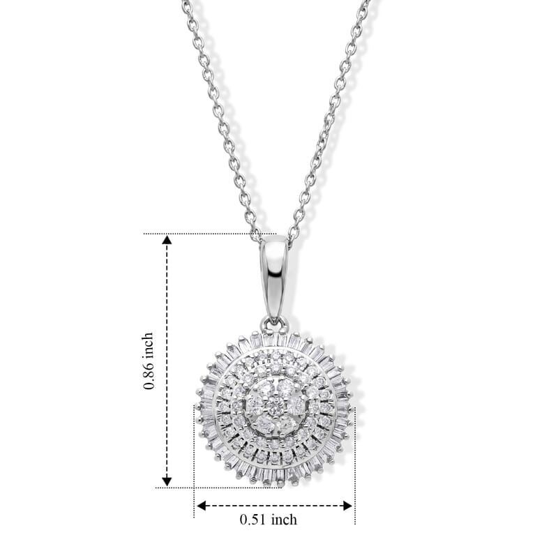 Luxoro Diamond 0.50 ctw Pendant Necklace in 10K White Gold (20 Inches)