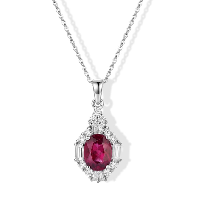 Certified and Appraised D'Joy Premium Usambara Color Change Garnet and Moissanite 3.10 ctw Pendant Necklace in Rhodium Over Sterling Silver 18 Inches
