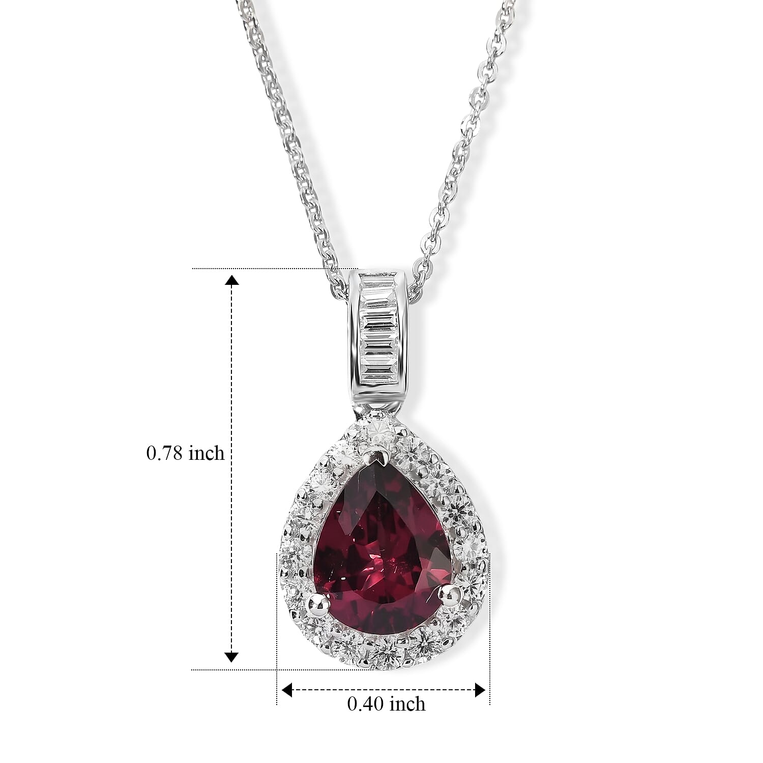 D'Joy Premium Usambara Color Change Garnet and Moissanite 2.50 ctw Pendant Necklace in Rhodium Over Sterling Silver 18 Inches