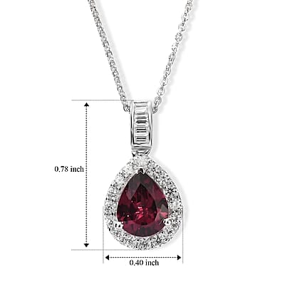 D'Joy Premium Usambara Color Change Garnet and Moissanite 2.50 ctw Pendant Necklace in Rhodium Over Sterling Silver 18 Inches