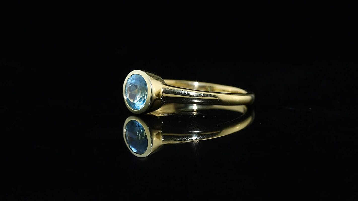 D''Joy Blue Apatite and Mangoro Aquamarine 1.15 ctw Set of 2 Ring in 18K Vermeil Yellow Gold Over Sterling Silver (Size 7.00)