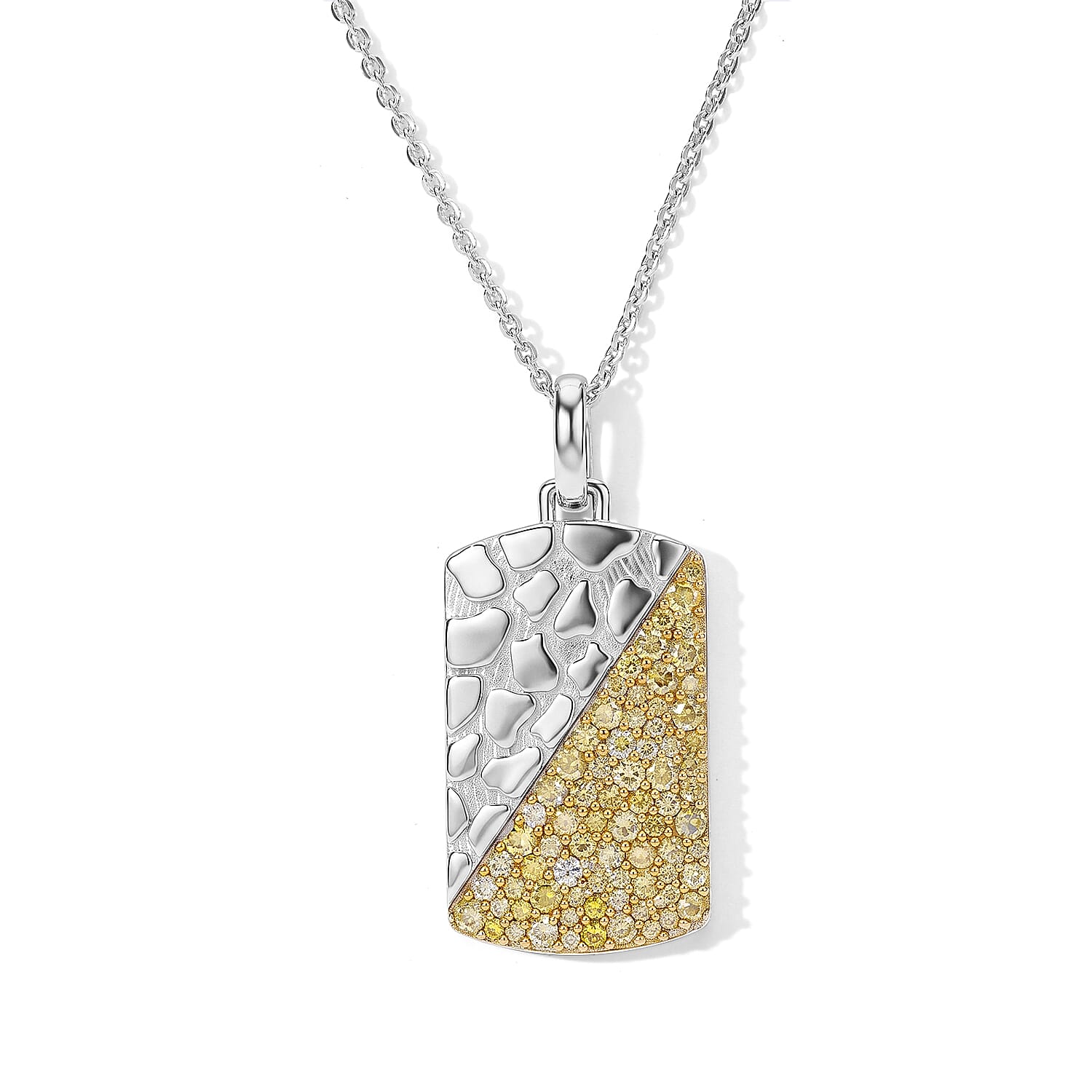 D'Joy Yellow Diamond 0.50 ctw Pendant Necklace in Rhodium Over Sterling Silver 20 Inches
