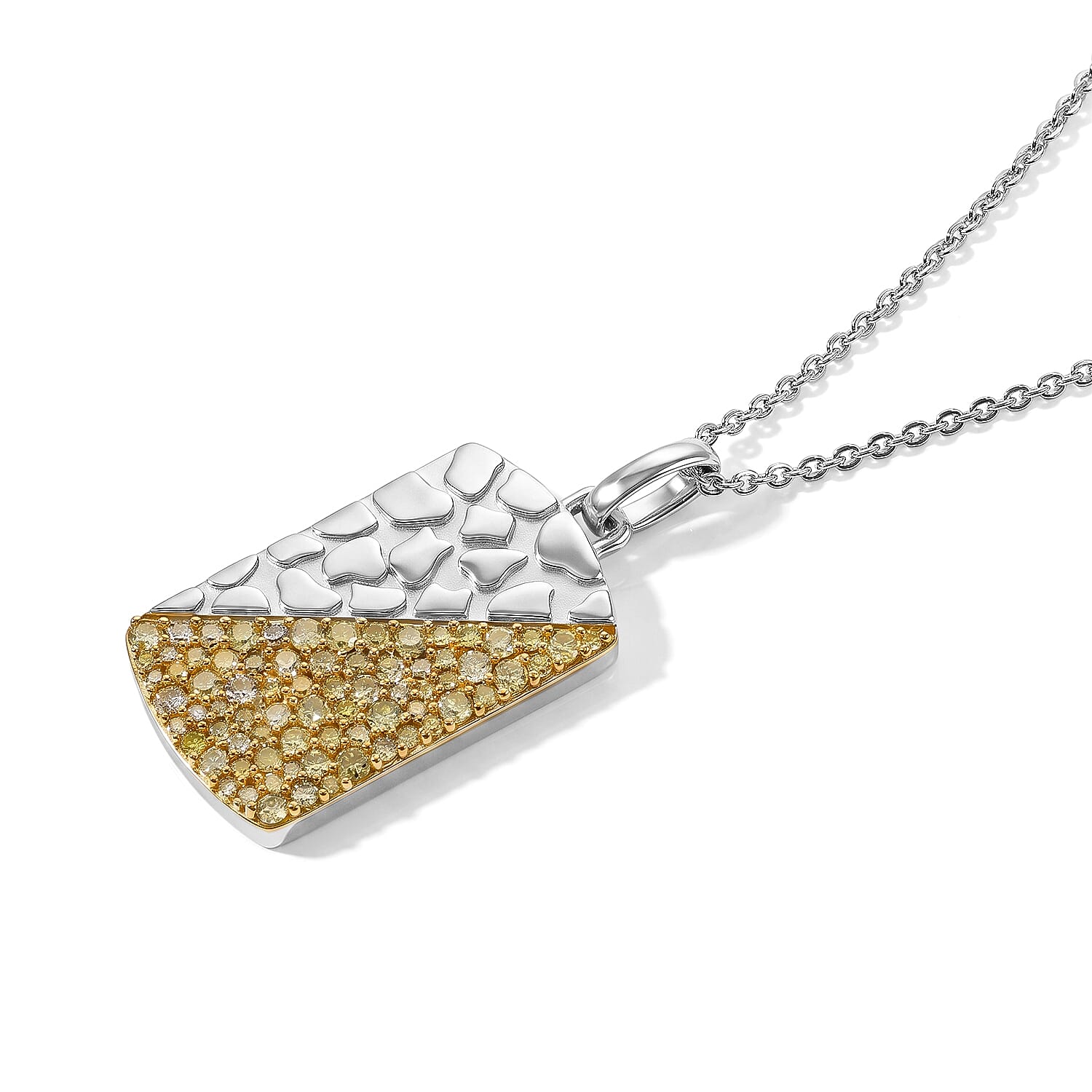 D'Joy Yellow Diamond 0.50 ctw Pendant Necklace in Rhodium Over Sterling Silver 20 Inches