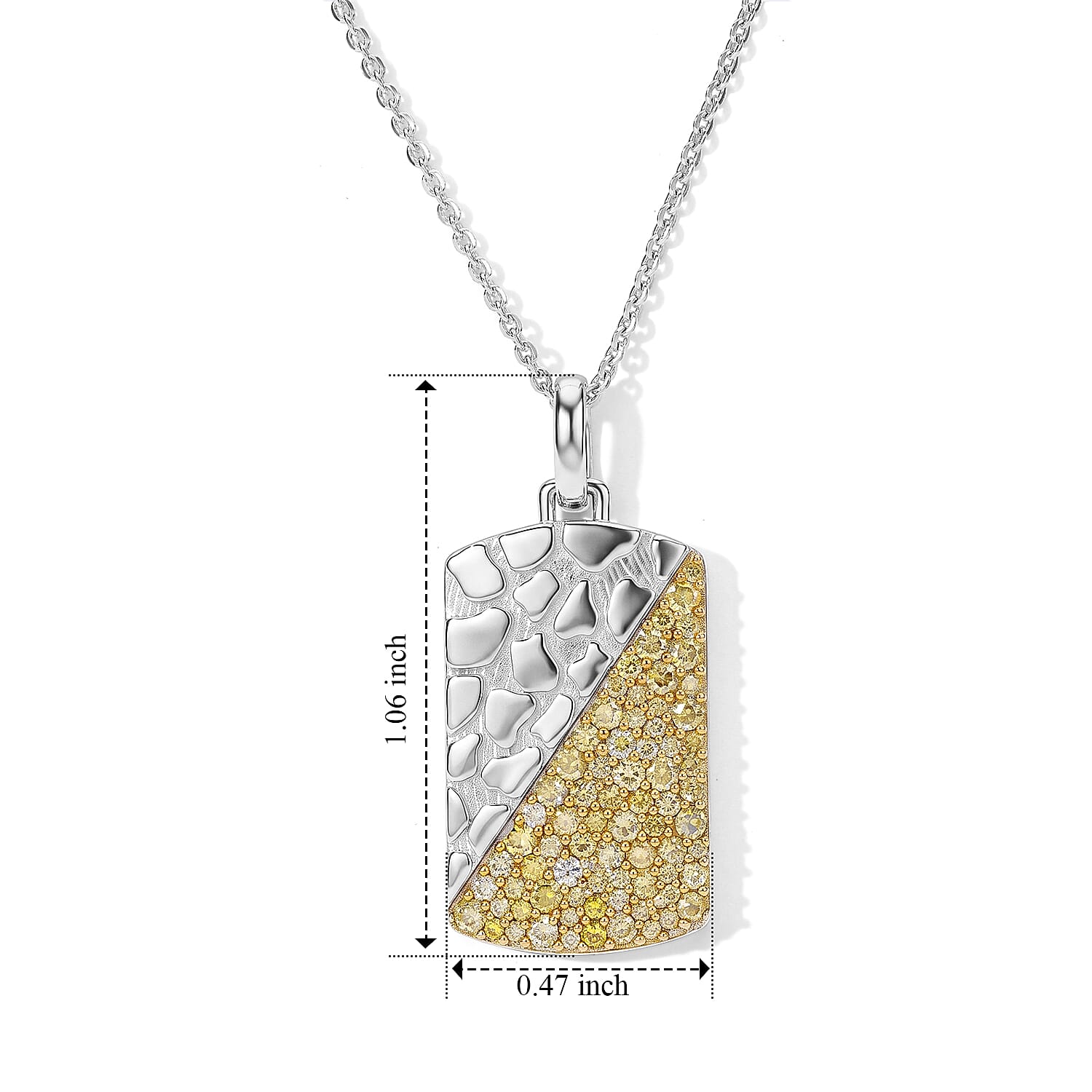 D'Joy Yellow Diamond 0.50 ctw Pendant Necklace in Rhodium Over Sterling Silver 20 Inches