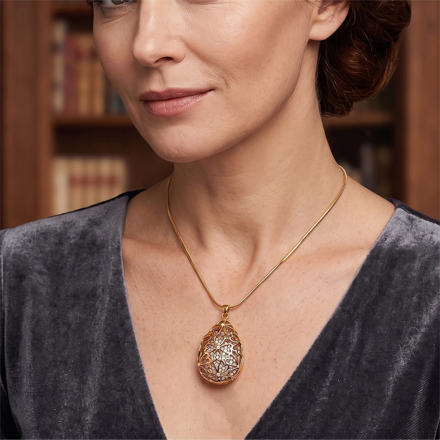 Austrian Crystal Teardrop Pendant Necklace (29.50-31.50 Inches) in Goldtone