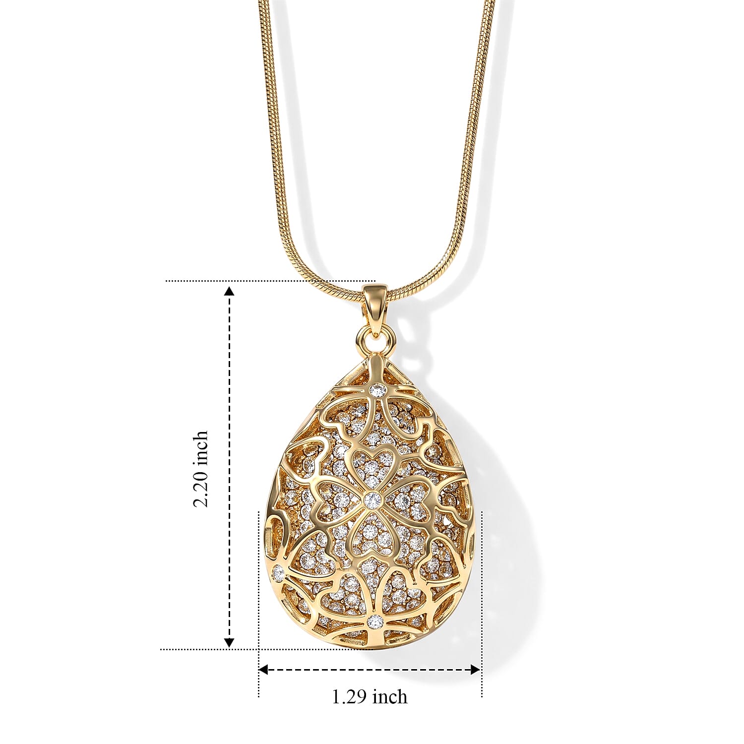Austrian Crystal Teardrop Pendant Necklace (29.50-31.50 Inches) in Goldtone