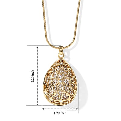 Austrian Crystal Teardrop Pendant Necklace (29.50-31.50 Inches) in Goldtone