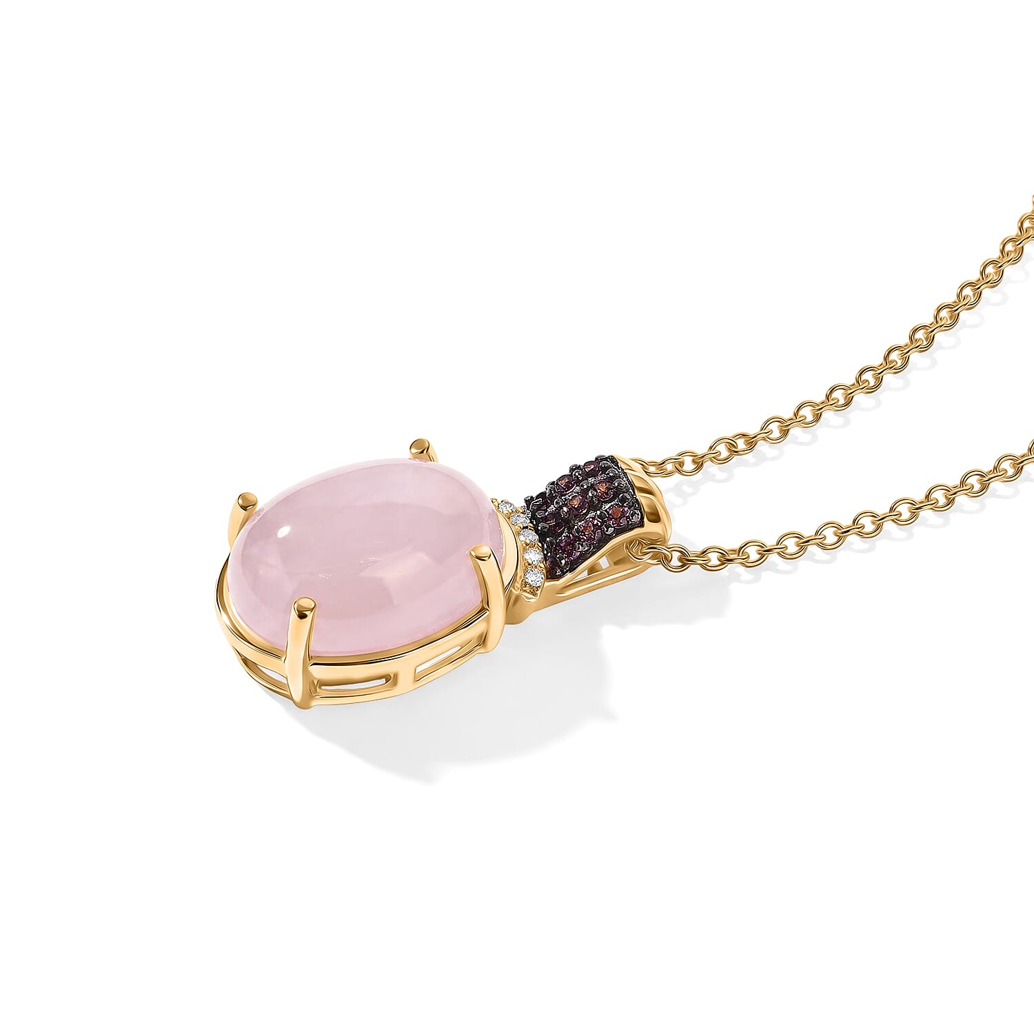 EverTrue Kunzite and Multi Gemstone 11.15 ctw Pendant in 18K YG Plated with ION Plated YG Stainless Steel Necklace 20 Inches