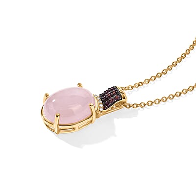 EverTrue Kunzite and Multi Gemstone 11.15 ctw Pendant in 18K YG Plated with ION Plated YG Stainless Steel Necklace 20 Inches