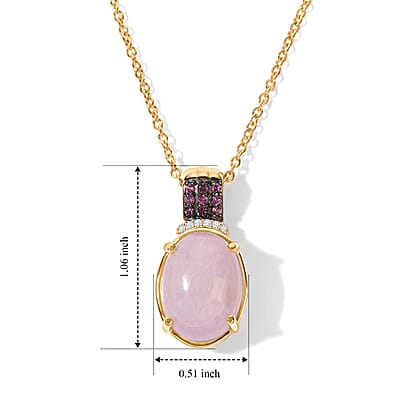 EverTrue Kunzite and Multi Gemstone 11.15 ctw Pendant in 18K YG Plated with ION Plated YG Stainless Steel Necklace 20 Inches