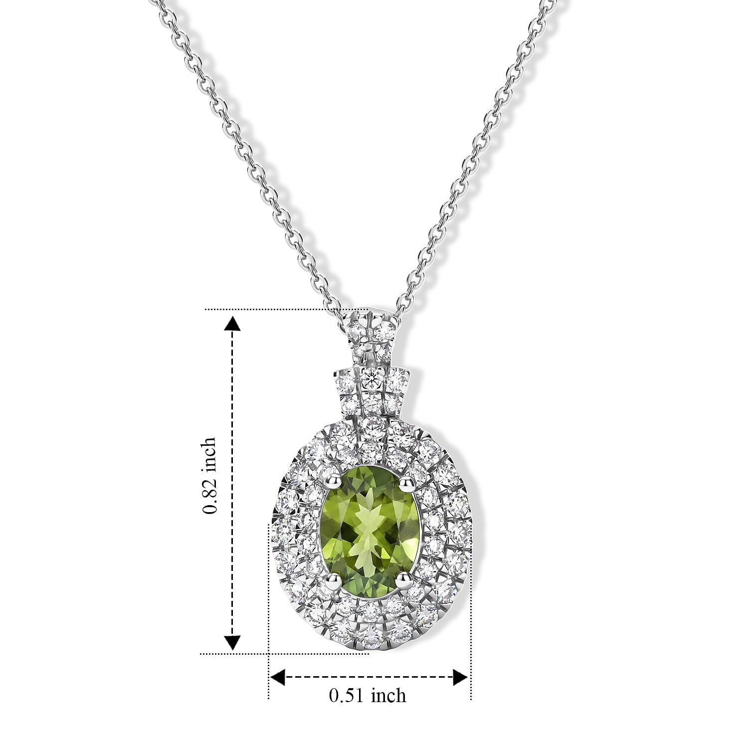 Certified & Appraised D'Joy Premium Sapo Tourmaline and Moissanite 1.90 ctw Pendant Necklace in Rhodium Over Sterling Silver 18 Inches