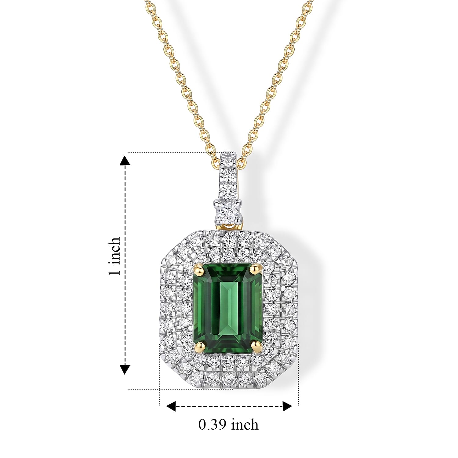 Certified & Appraised AAA Sapo Tourmaline and Luxuriant Lab Grown Diamond G-H SI 3.25 ctw Pendant Necklace in 10K Yellow Gold 18 Inches