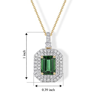 Certified & Appraised AAA Sapo Tourmaline and Luxuriant Lab Grown Diamond G-H SI 3.25 ctw Pendant Necklace in 10K Yellow Gold 18 Inches