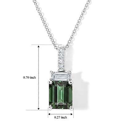 AAA Mint Tourmaline and Luxuriant Lab Grown Diamond G VS 2.10 ctw Pendant Necklace in 10K White Gold (20 Inches)