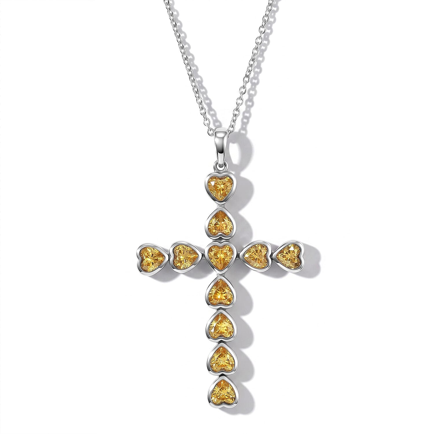 EverTrue Simulated Canary Diamond Pendant Necklace in Stainless Steel 20 Inches