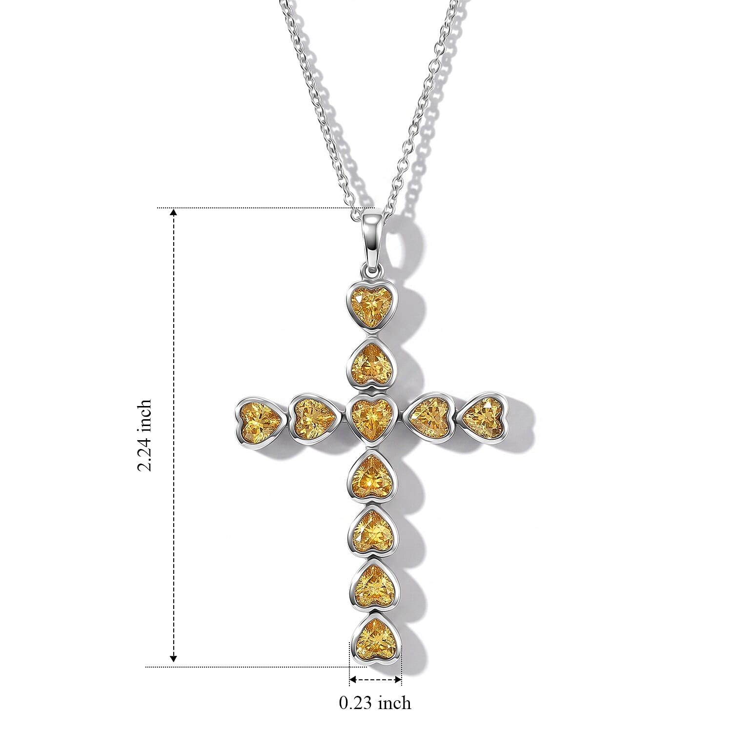 EverTrue Simulated Canary Diamond Pendant Necklace in Stainless Steel 20 Inches
