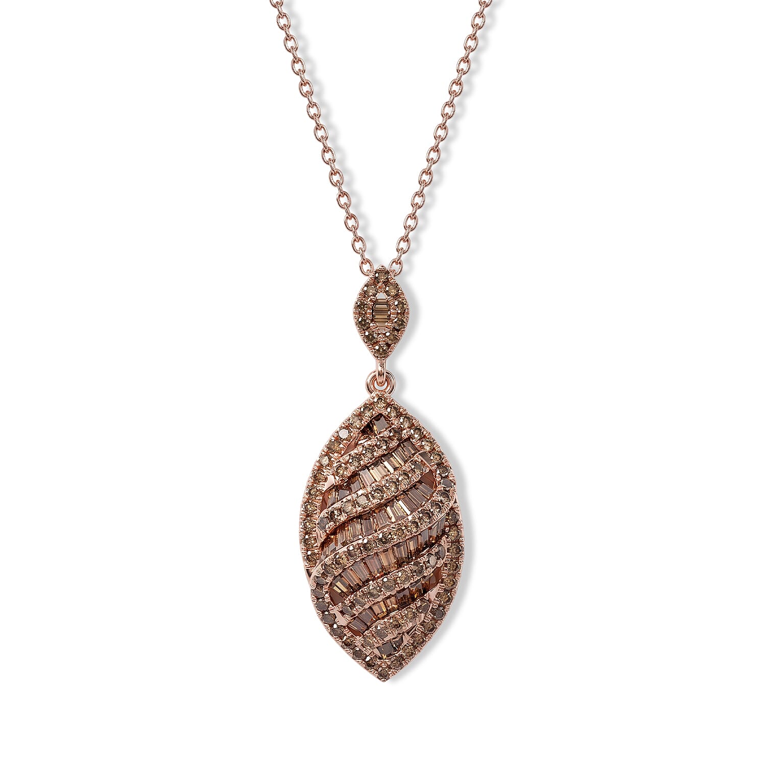 D''Joy Natural Red Diamond 1.00 ctw Pendant Necklace in 18K Vermeil Rose Gold Over Sterling Silver (18 Inches)