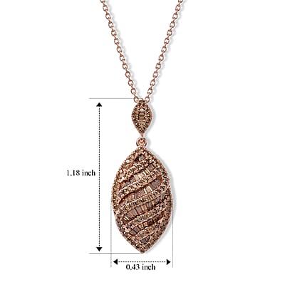 D'Joy Natural Red Diamond 1.00 ctw Pendant Necklace in 18K Vermeil Rose Gold Over Sterling Silver (18 Inches)