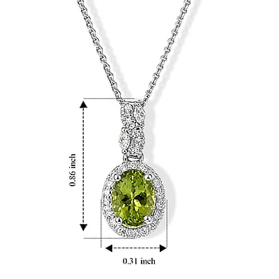 Certified & Appraised D'Joy Premium Sapo Tourmaline and Moissanite 1.50 ctw Pendant Necklace in Rhodium Over Sterling Silver 18 Inches