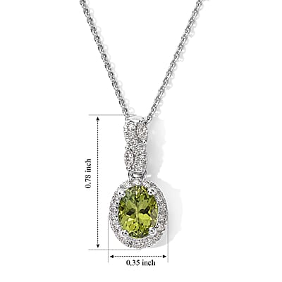 Certified & Appraised D'Joy Premium Sapo Tourmaline and Moissanite 1.50 ctw Pendant Necklace in Rhodium Over Sterling Silver 18 Inches